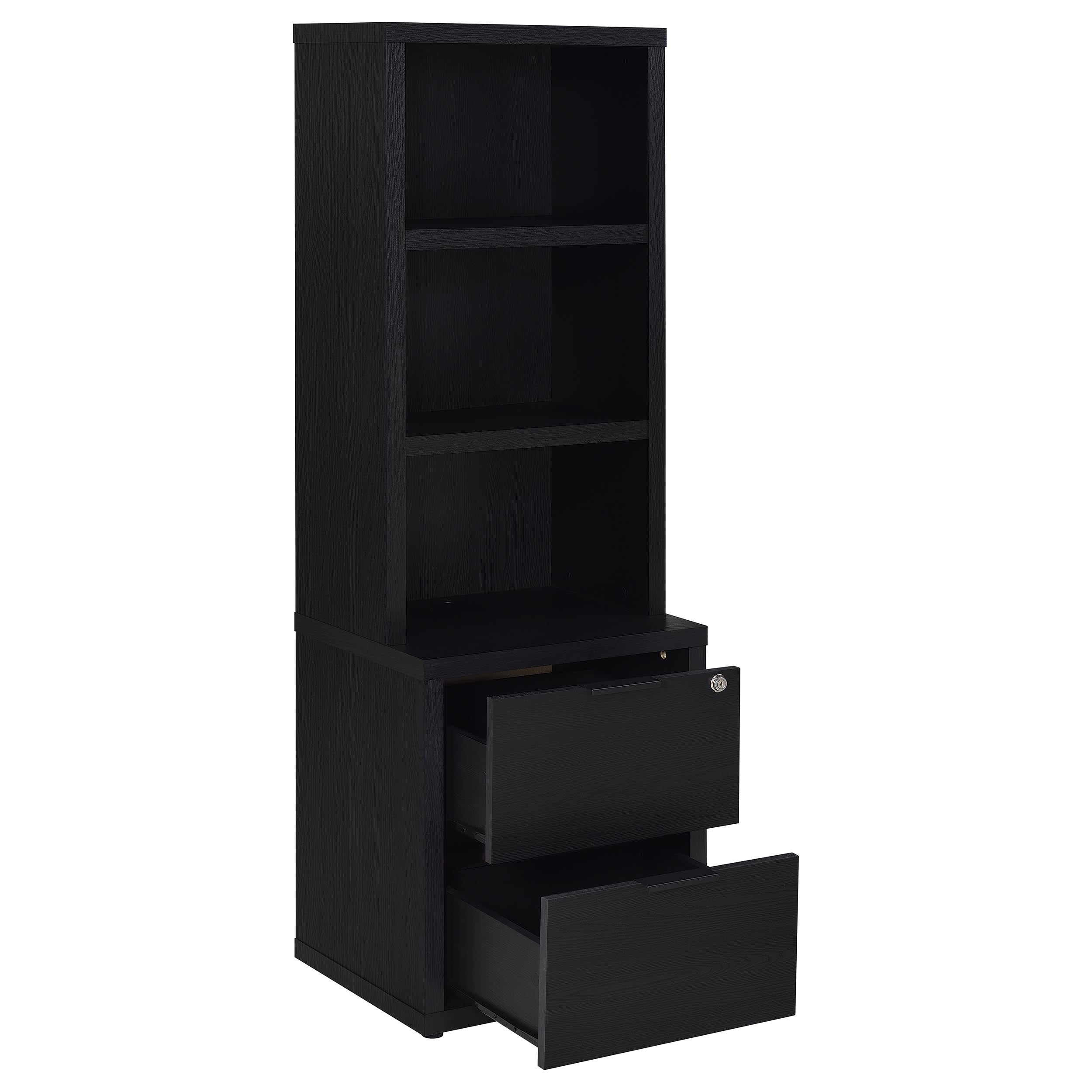 Ensemble de chambre à coucher 3 pièces Westpark avec lit Queen Size, bibliothèque et tête de lit noires