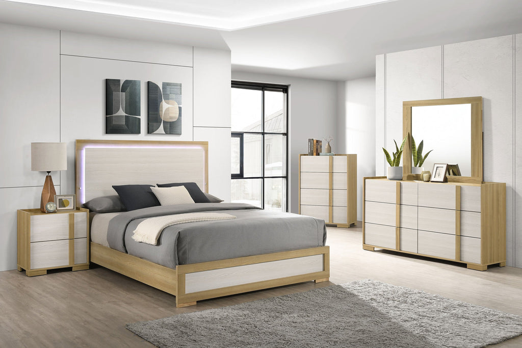 Ensemble de chambre à coucher Hyland 5 pièces avec lit king size oriental, naturel