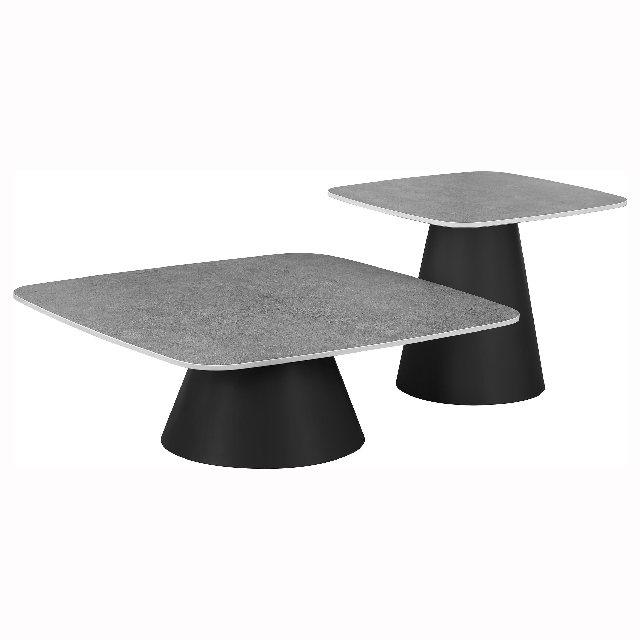 Ensemble de 2 tables basses cocktail Eason en béton et noir