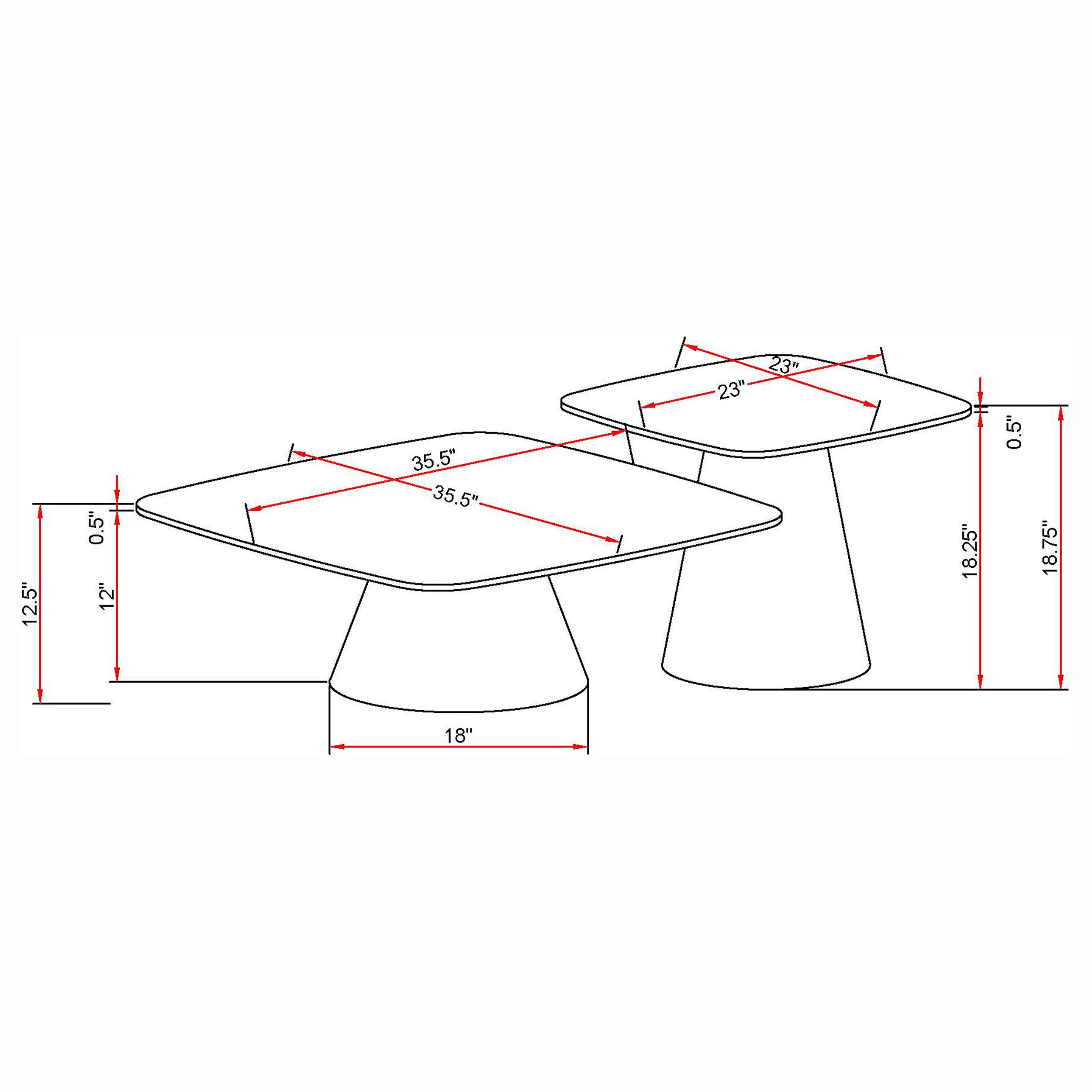 Ensemble de 2 tables basses cocktail Eason en béton et noir