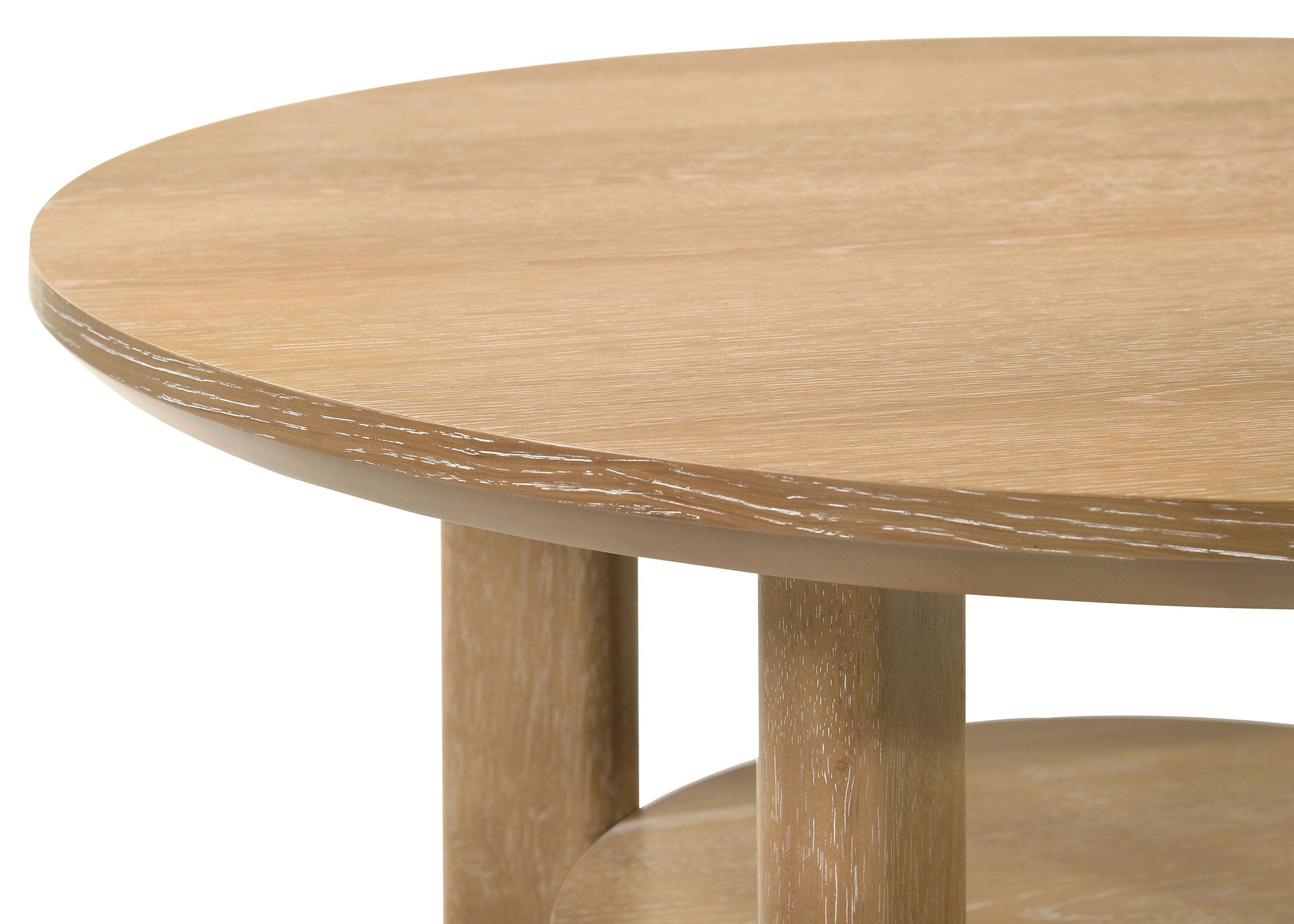 Table d'appoint ronde en bois Ottowa avec étagère en chêne clair