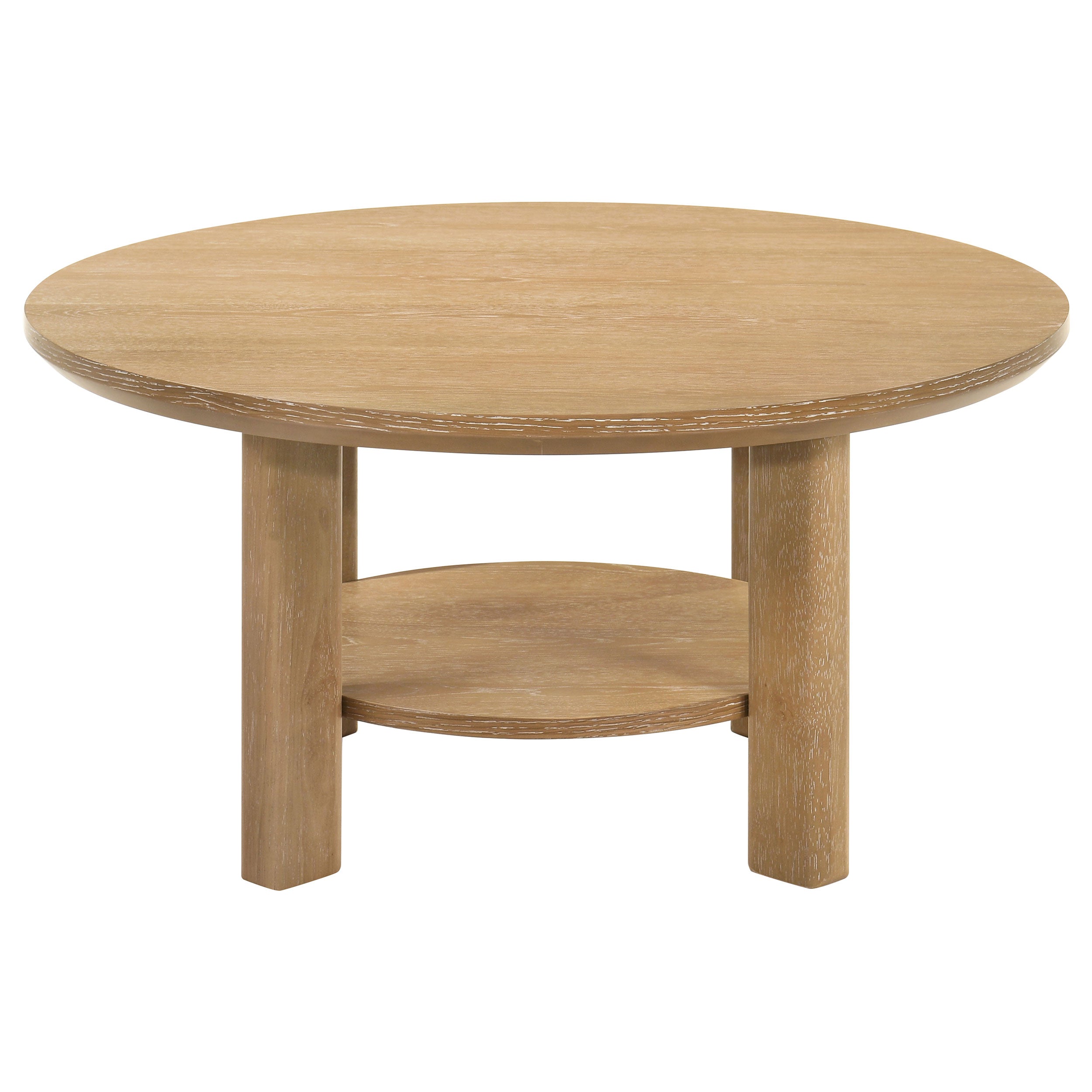 Table basse ronde en bois de chêne clair de 36 pouces d'Ottowa