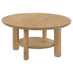 Table basse ronde en bois de chêne clair de 36 pouces d'Ottowa