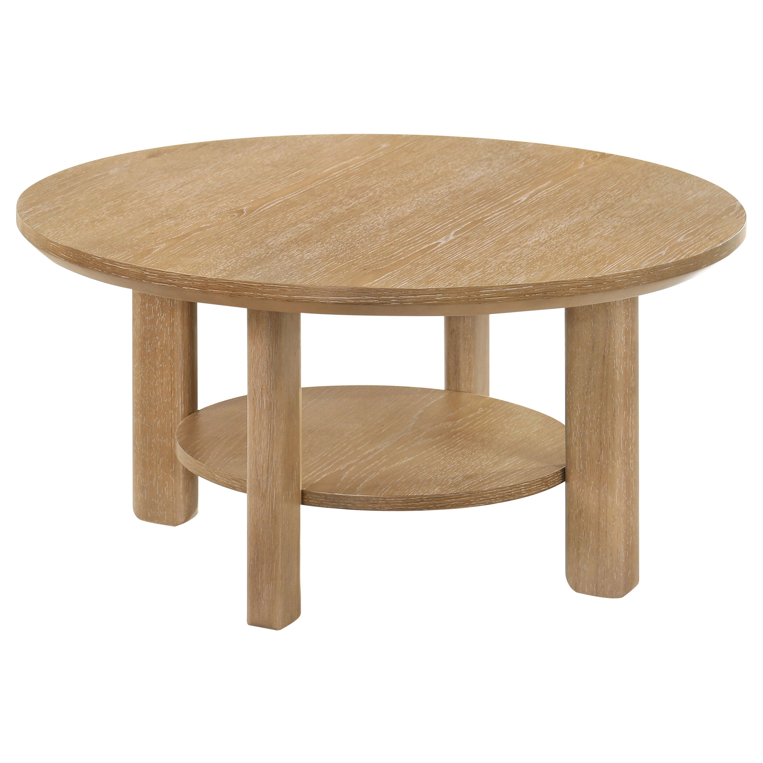 Table basse ronde en bois de chêne clair de 36 pouces d'Ottowa