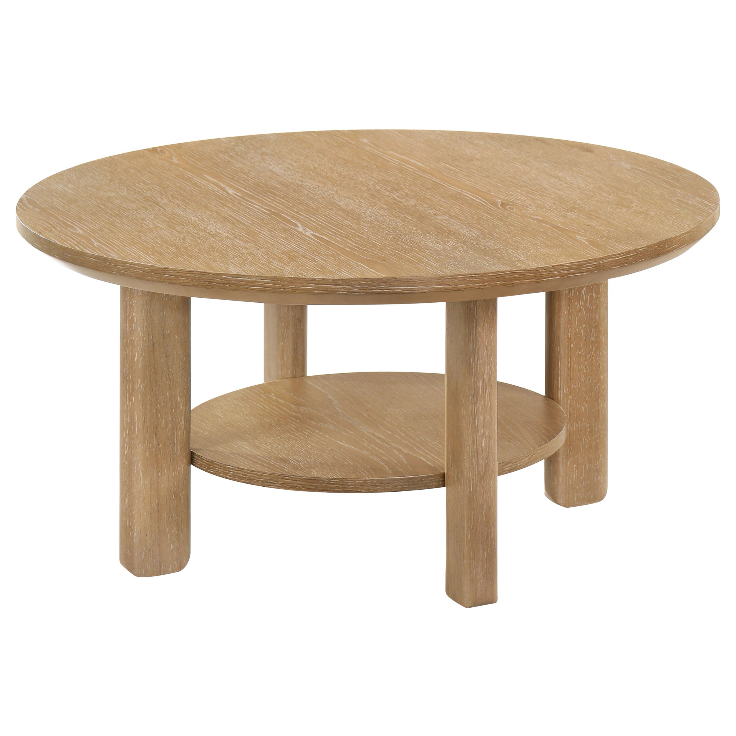 Table basse ronde en bois de chêne clair de 36 pouces d'Ottowa