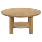 Table basse ronde en bois de chêne clair de 36 pouces d'Ottowa