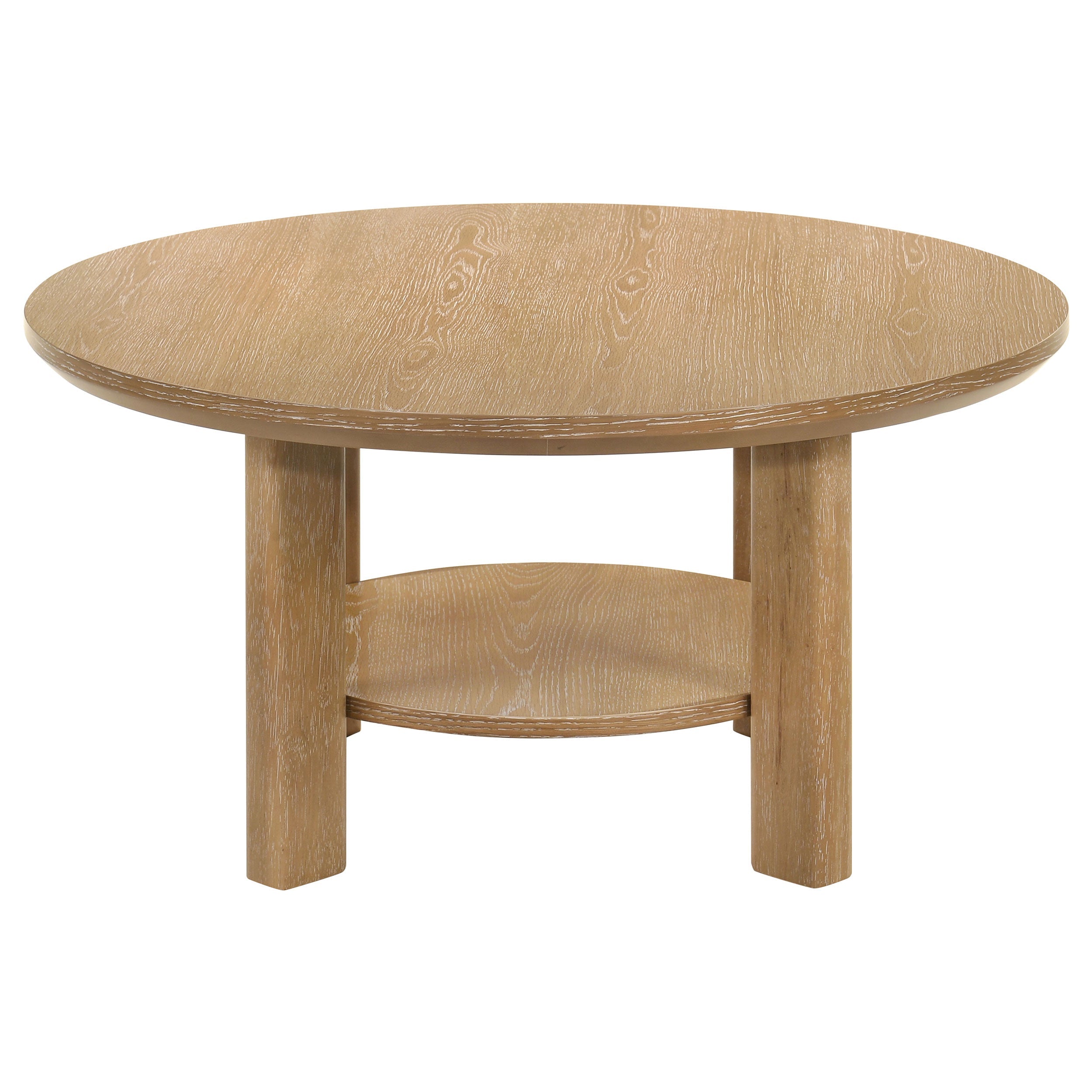 Table basse ronde en bois de chêne clair de 36 pouces d'Ottowa